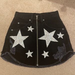 Carmar denim jean skirt with stars